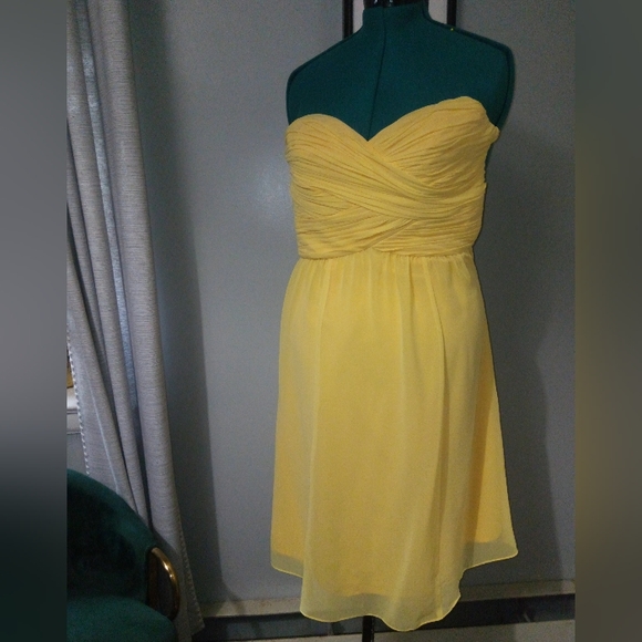 Ralph Lauren Buttery Yellow Evening Strapless Chiffon Dress, Sz 8 - Picture 8 of 8